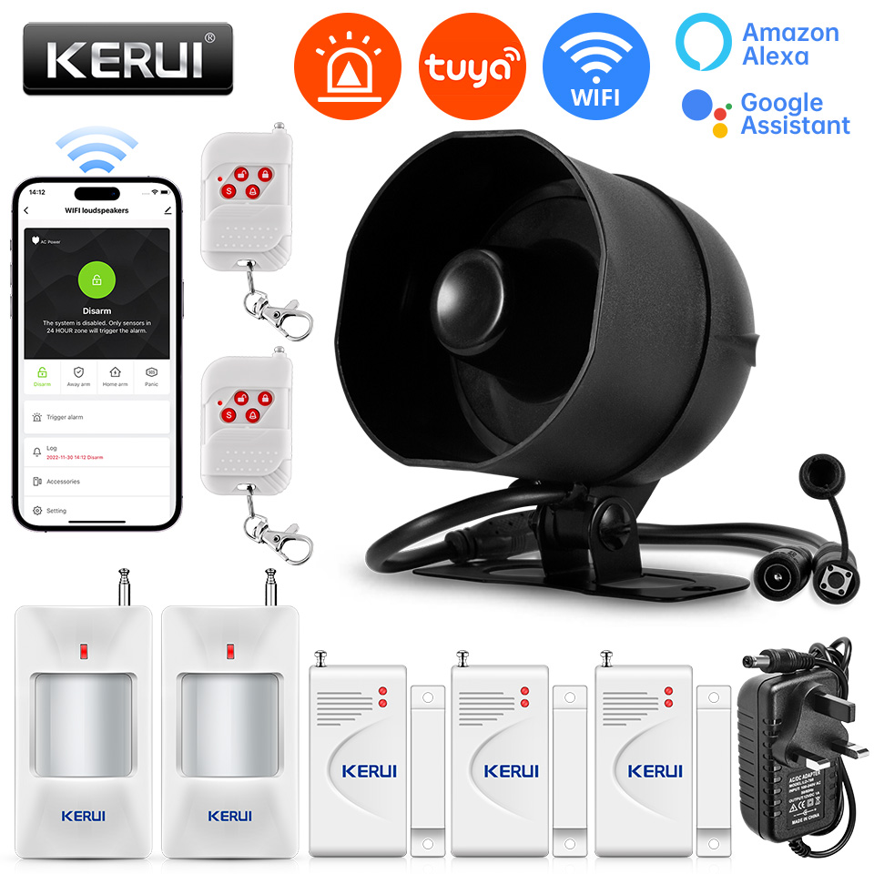Smart Home Automation Diy - KERUI 120dB ระบบเตือนภัยไซเรน WiFi Tuya สมาร์ทลําโพง