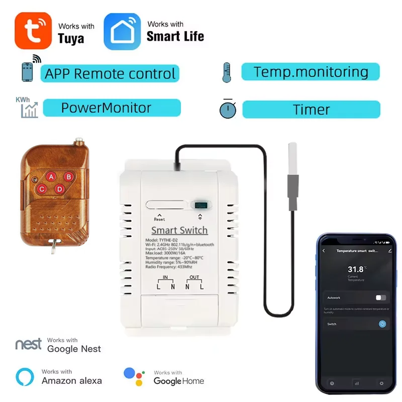 Tuya Wifi 16A/20A สมาร์ทอุณหภู - Sonoff Basic Switch บทวิจารณ์และราคา